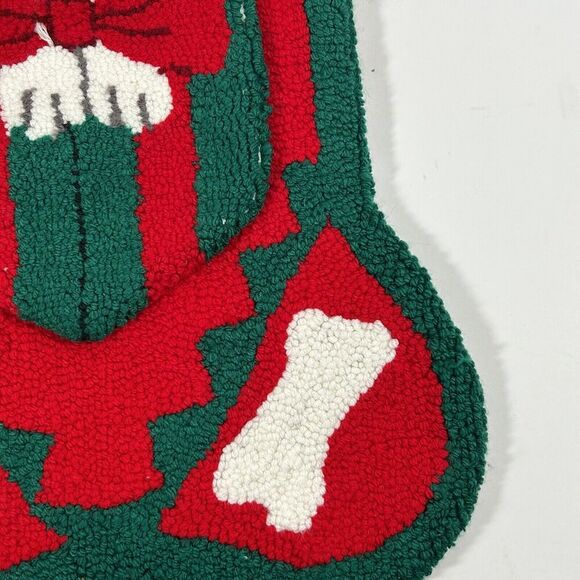 Dog Christmas Stocking Bone Crystal Snow Brand Puppy Holidays Hooked Textured - Picture 3 of 6